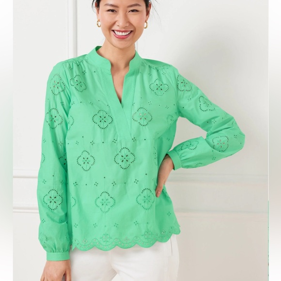 Talbots Tops - Talbots Mint Green Eyelet Blouse Small NWT